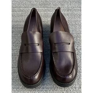 COLE HAAN Camea Lug-Sole Penny Burgundy Leather Loafer Women's Size 10 US